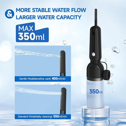 Morfone Portable Bidet for Travel, High Pressure Electric Handheld Sprayer 350ML with Dual Spray Modes, USB-C Rechargeable Waterproof Travel Bidet for Women, Men, Postpartum, Personal Hygiene(Black)