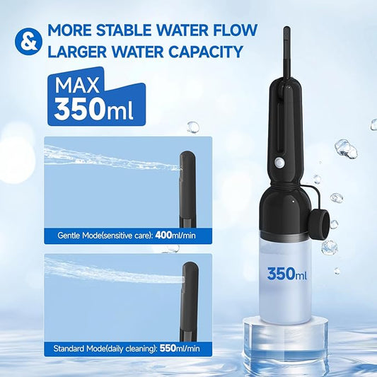 Morfone Portable Bidet for Travel, High Pressure Electric Handheld Sprayer 350ML with Dual Spray Modes, USB-C Rechargeable Waterproof Travel Bidet for Women, Men, Postpartum, Personal Hygiene(Black)