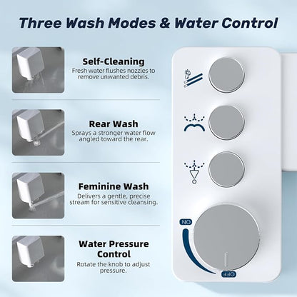 Bidet Attachment for Toilet Seat Non Electric Bidets Self Cleaning Sprayer | Dual Nozzle Water Pressure Bidet with Rear/Feminine Wash Spray-Adjustable Bidets Wash Butt Cleaner for Bathroom