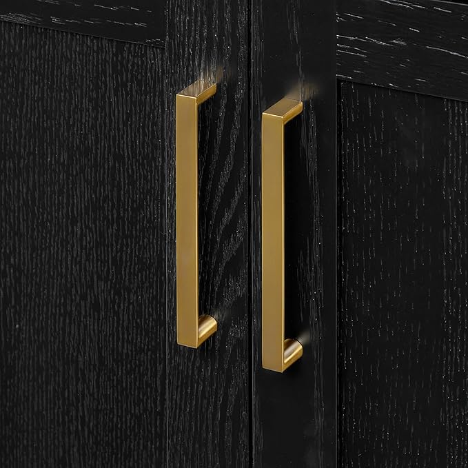 ARIEL Hepburn 42-inch Bathroom Vanity Base Cabinet,Solid Wood, 2 Soft Closing Doors, 5 Dovetail Drawers, Black Oak