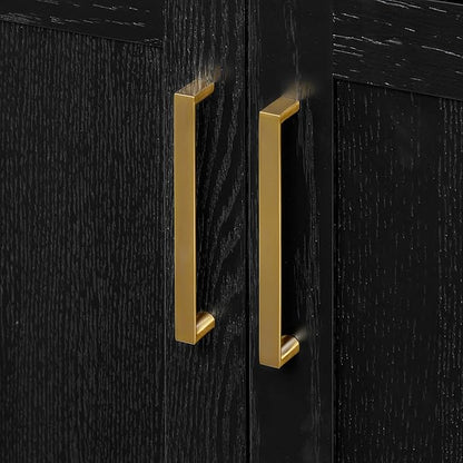 ARIEL Hepburn 42-inch Bathroom Vanity Base Cabinet,Solid Wood, 2 Soft Closing Doors, 5 Dovetail Drawers, Black Oak