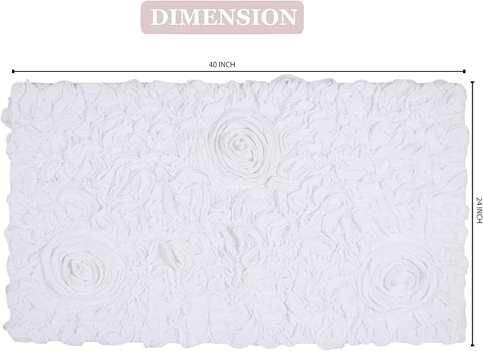 Home Weavers Bell Flower Collection 100% Cotton Tufted Bath Rugs, Extra Soft and Absorbent Bath Rugs, Non-Slip Bath Mats, Machine Washable, Bath Mats for Bathroom Floor, 24"x40" Rectangle, White