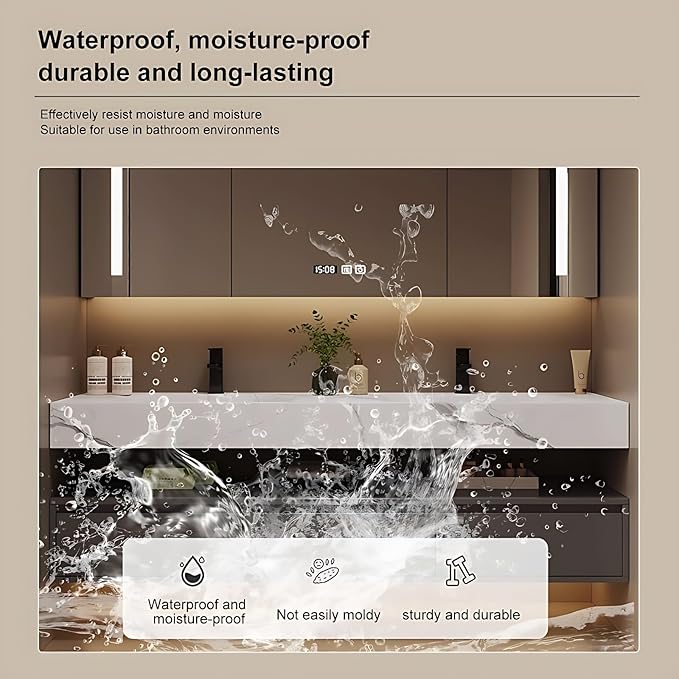 Bathroom Vanity with Sink - Single/Double Sink Bathroom Vanity Cabinet & LED Smart Defogger Mirror Cabinet Set, Modern Floating Vanity, Wall-Mounted Installation (68",Double Sink)