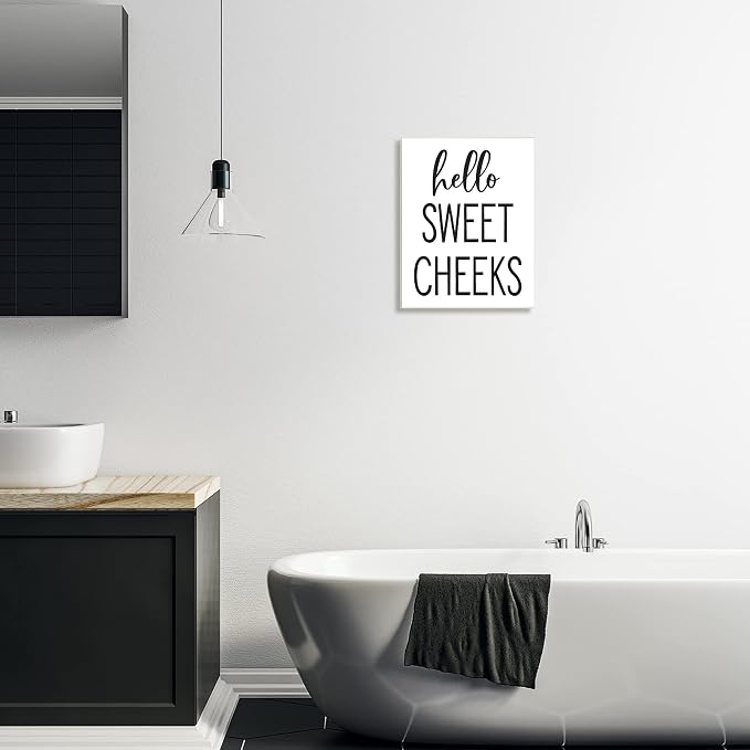 'Hello Sweet Cheeks Silly Bathroom Washroom'| Wall Plaque Art | Stupell Industries | 13 x 19 Inches, Easy to Hang and Sturdy, Made in USA, by Lettered and Lined