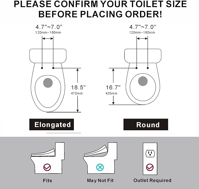 Bidet Toilet Seat with Warm Water Wash, Air Dryer, Heated Seat, Remote Control, LED Display, Self-Cleaning Nozzle, Night Light & Multiple Cleaning Modes (Elongated)