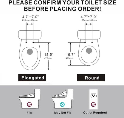 Bidet Toilet Seat with Warm Water Wash, Air Dryer, Heated Seat, Remote Control, LED Display, Self-Cleaning Nozzle, Night Light & Multiple Cleaning Modes (Elongated)