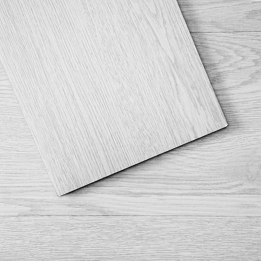 VEVOR Self Adhesive Vinyl Floor Tiles 36 x 6 inch, 36 Tiles 2.5mm Thick Peel and Stick Floor Tile Light Gray Wood Grain DIY Flooring for Kitchen, Dining Room, Bedrooms & Bathrooms(54 Sq.Ft)