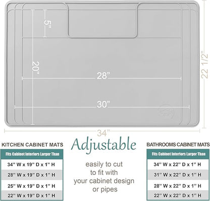 The Original Under Sink Mat - Silicone Waterproof mat, Trimmable, Easy to Clean, Kitchen cabinet liner, Under sink protector mats, Drip Tray with Lip - 34" x 22" or smaller