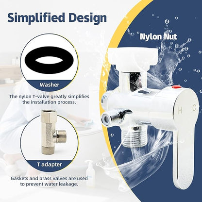 Handheld Toilet Bidet Sprayer for Toilet-Adjustable Water Pressure Control with Bidet Hose for Feminine Wash, Stainless Steel Brushed Nickel Cloth Diaper for Baby Wash (Warm and Cold)