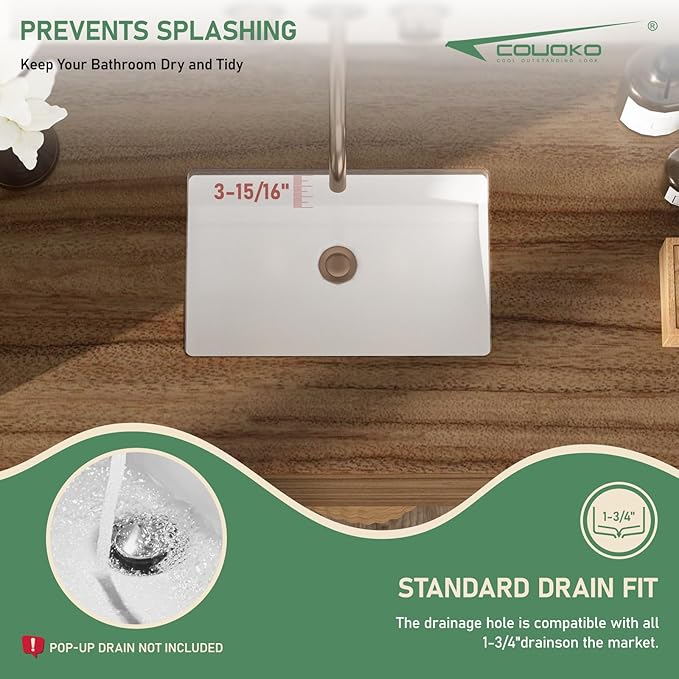 18x12 Inch Undermount Bathroom Sink with Rectangular Bottom White Ceramic Vessel Bathroom Sinks Vanity Classic Basin with Overflow