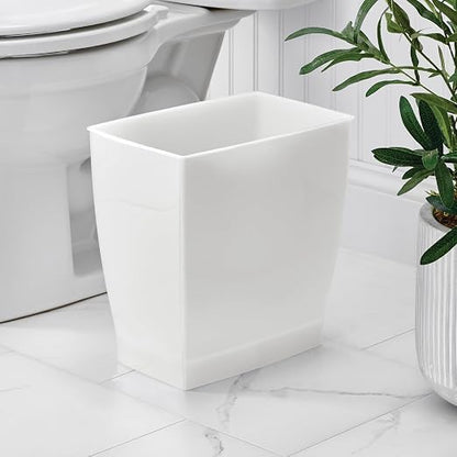 iDesign Small Plastic Bathroom Trash Can, Slim Rectangle, 4-Pack, Frost | Bedroom, Office, Dorm