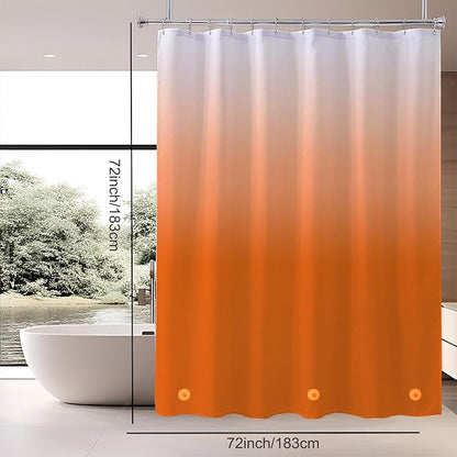 Orange Shower Curtain Liner, 4G PEVA Shower Liner, Plastic Peva Waterproof Shower Curtains, 72x72 inch with Grommet Holes 3 Magnetic Weights