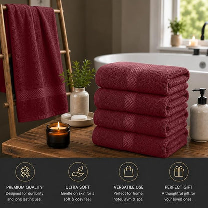 DAN RIVER 600 GSM Cotton Large Bath Towels Set of 4, 27 x 54 Inches | Larger & Lighter Weight Towels for Bathroom - Highly Absorbent & Quick Dry 100% Cotton Bath Towel Set for Home, Spa & Hotel
