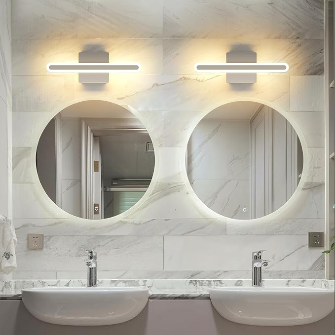 Modern Brushed Nickel Vanity Light for Bathroom 5CCT Dimmable LED Light Bar | 15.7 Inch 16W Hardwired Mirror Light, Adjustable Brightness, Modern Bathroom Lighting