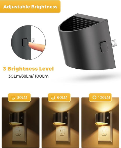 L LOHAS LED Night Lights Plug into Wall 2 Pack, Dusk to Dawn Nightlight | Plug in Night Light with Brightness Adjustable, 3000K Soft White