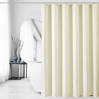 Small Stall 230GSM Ivory Shower Curtain, 36 x 72 | 230GSM Narrow Half Fabric Shower Curtain for Bathroom, Water Repellent, Machine Washable