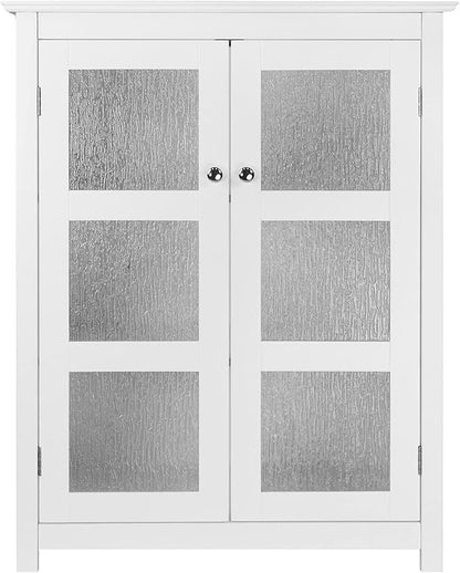 Elegant Home Fashions Connor Floor Cabinet with 2 Glass Doors | Adjustable Shelf