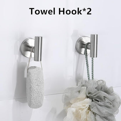 4 Piece Brushed Nickel Bathroom Hardware Set, Modern Towel Ring and Toilet Paper Holder Set,Wall Mounted, Durable SUS304 Stainless Steel Bathroom Accessories Set