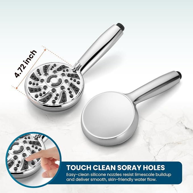 gotonovo Shower Faucet Set with Valve Kit 6 Mode Handheld Polished Chrome | Bathroom Shower Head and Handle Set,6 Modes ABS Handheld Spray,Pressure Balance Valve and Trim Kit Complete,Single-Handle