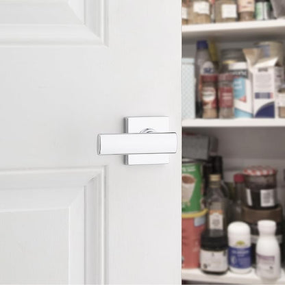 Kwikset Breton Dummy Door Handle, Single Sided Lever for Closets, French Double Doors, and Pantry, Polished Chrome Non-Turning Reversible Interior Push/Pull Lever