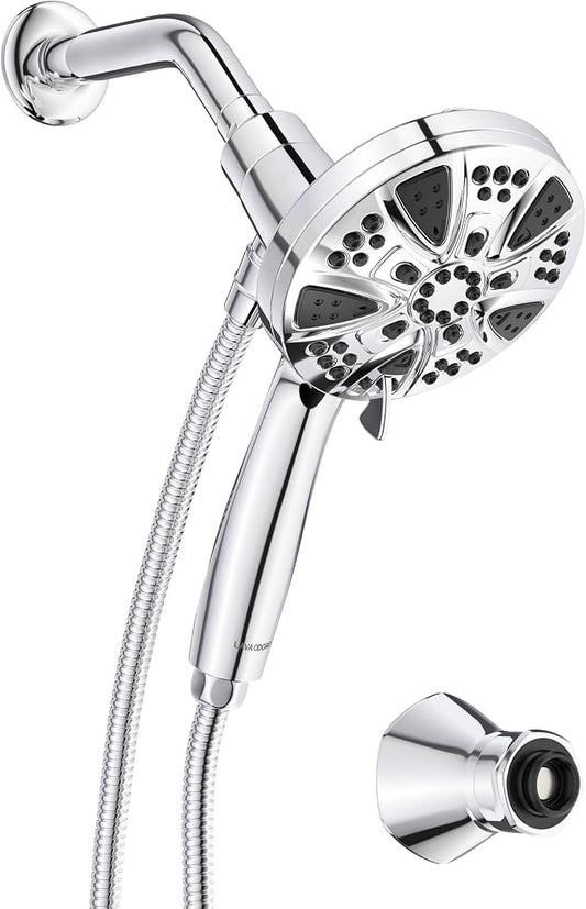Handheld Shower Head with Magnetic Docking System | 9-Function High Pressure Detachable Shower Head, 5-inch Showerhead with 72 Inch Hose, Remote Dock, Chrome, SH180-C-D