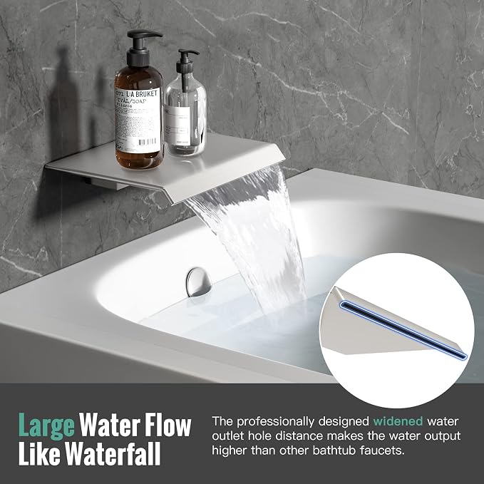 Waist Massage Spray Shower System with 6 Body Jets and Tub Spout, 12'' Rainfall Bathtub Shower System with Shower Jet, Wall Mounted Rain Shower and Handheld Shower Faucet Sets Complete, Brushed Nickel