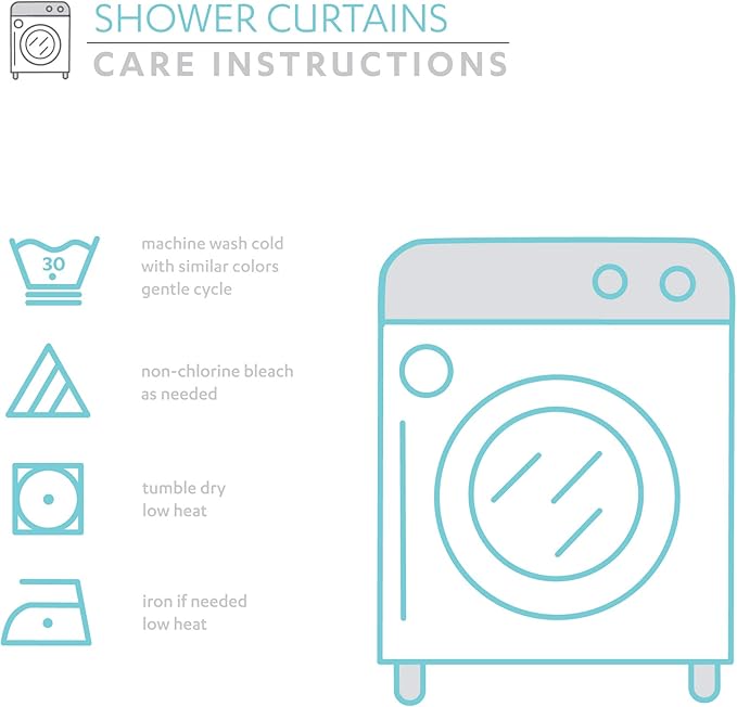 Lush Decor Clara Shower Curtain Single 72" W x 72" L Turquoise & Tangerine - Fabric Shower Curtains for Bathroom - Colorful Bathroom Curtain - Boho Décor