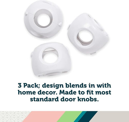 Safety 1st Parent Grip Door Knob Covers 3 Pack, Crystal Clear