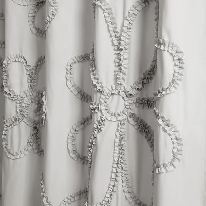 Lush Decor White Ruffle Flower Polyester Shower Curtain, 72" x 72"