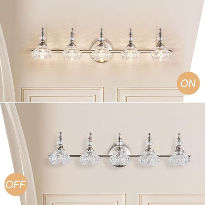 Modern Bathroom Brushed Nickel Vanity Light Fixtures Vintage 5-Light Vanity Lights Bathroom Lighting Fixtures Living Room Vanity Lighting Fixtures Over Mirror