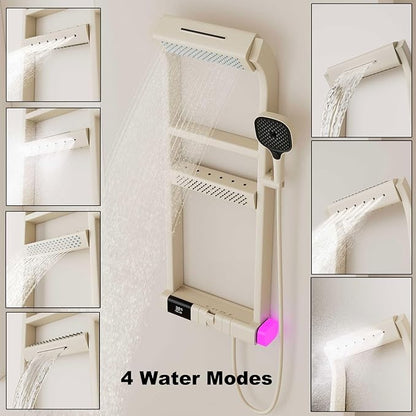 BEITH Thermostatic Shower System, 2025 Upgraded 6 Functions Piano Key Design Shower Set, 40x10cm Shower Faucet Sets Complete and Handheld, LED Digital Display, Bathtub Faucet, 59A Copper
