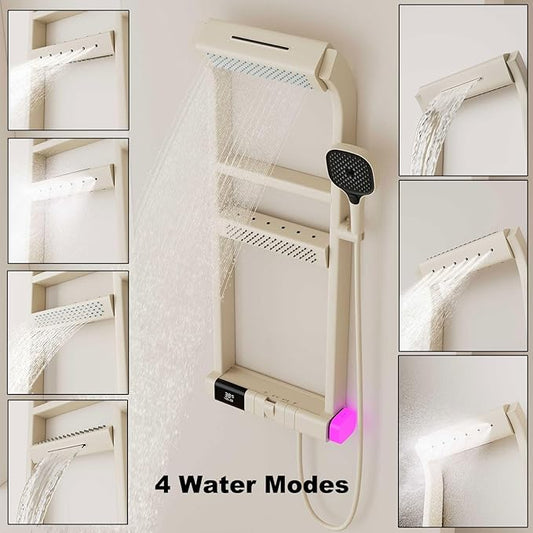 BEITH Thermostatic Shower System, 2025 Upgraded 6 Functions Piano Key Design Shower Set, 40x10cm Shower Faucet Sets Complete and Handheld, LED Digital Display, Bathtub Faucet, 59A Copper