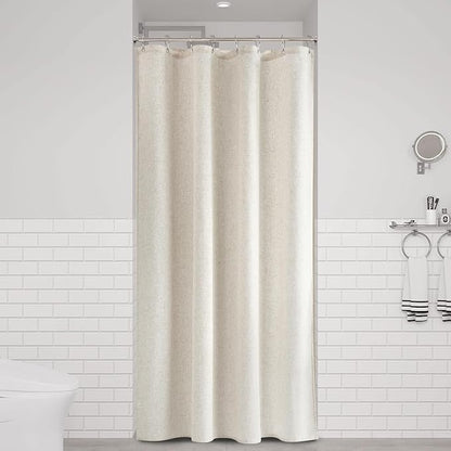 Stall Shower Curtain 48 inch Long Luxury Natural Linen Neutral Tone Woven Look Vintage Country Style Rustic Shower Curtains for Bathroom, Cream Beige, 48x72