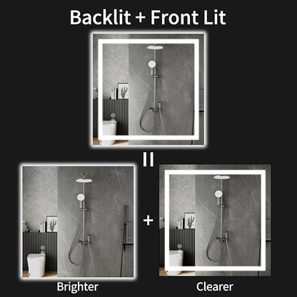 LED Bathroom Mirrors 32"x32" Bathroom Mirror with Lights for Wall, Backlit + Front Lit, 3 Colors, Anti-Fog, Dimmable Brightness for Vanity,Bathroom, Entryway, Living Room