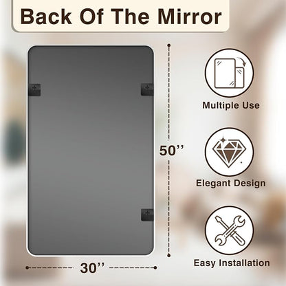 Vanity Bathroom Mirror, 50”x30” Silver Bathroom Mirror for Over Sink | HD Tempered Glass, Anti-Rust Frame, Vertical or Horizontal, Wall Mirrors for Bathroom Sink, Living Room, Entryway, Bedroom