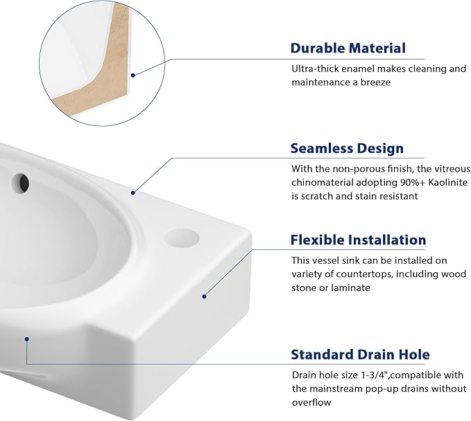 Sarlai Wall Mounted Bathroom Vessel Sink with Towel Rack,17x11 Inch Wall Hung Rectangle Ceramic Small Bathroom Sink White Mini Wash Modern Vanity Floating Basin