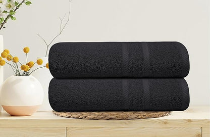 Looperry 6 Pack Small Bath Towel Set - 100% Cotton 23x46 Shower Towels in 450 GSM. Lightweight & Absorbent Quick Dry Gym Towel for Showering, Pet Drying, Spas & Salons. Terry Ringspun Towels (Black)