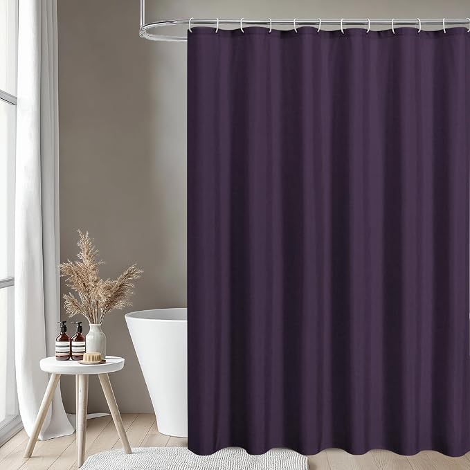 Waterproof Fabric Shower Curtain,No Liner Needed,72x72,Purple | 2-in-1 Design,Linen Textured,100% Waterproof TPU-Laminated Backing,Magnetic Weighted,Machine Washable,For Bathroom,Hotel