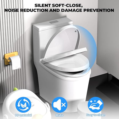 Heated Toilet Seat -Warmer Toilet Seats Elongated 6 Visual Temp Adjustable, 24V Safe Voltage Output, Slow-Close, Energy Saving, Easy Installation with PID Temperature Control