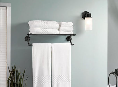 Moen DN0794BL Iso 24-Inch Wide Bathroom Hotel-Style Towel Shelf with Towel Bar, Matte Black