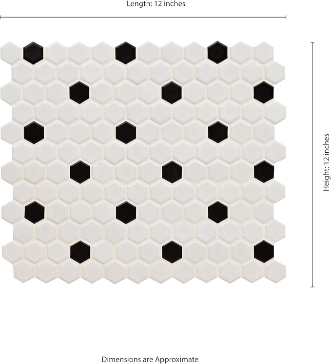 MSI Adelaide White Hexagon Matte Porcelain Floor and Wall Tile Tile for Kitchen Backsplash, Bathroom, Accent Wall Tile, and Shower Wall Tile, Sample