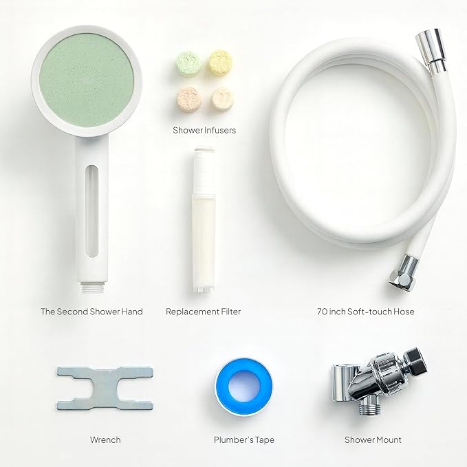 SecondShower Filtered Shower Head with Handheld for Hard Water - NSF Certified 99.9% Chlorine Removal, High Pressure, Korean Vitamin C Filter for Soft Skin & Hair (Forest Green)