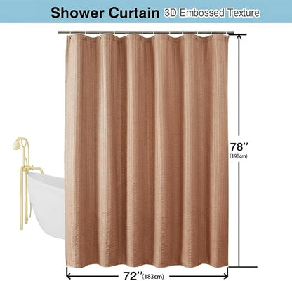 Aiyufeng Moga Coral Shower Curtain - 3D Embossed Cloth Shower Curtain for Bathroom, Hotel Luxury Bathroom Curtains, Machine Washable, Standard Size 72Wx78H