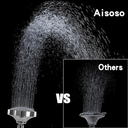 AISOSO Shower Head 2 PCS, 5 Modes High Pressure Shower Heads for Relaxed Shower Experience, 4.1 Inch Bathroom Fixed Showerhead Even at Low Water Pressure for Powerful Spray, Chrome