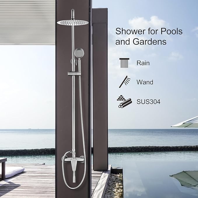HDSRYJXH Shower Faucet - Shower Faucets Sets Complete, Shower System - Outdoor Shower Kit/Shower Enclosure/Outdoor Shower Fixtures W/ SS304 Shower Head with Handheld, Brushed Nickel