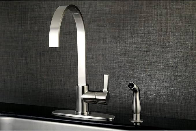 Gourmetier LS8710CTLSP Continental Single-Handle Kitchen Faucet with Side Sprayer, Matte Black