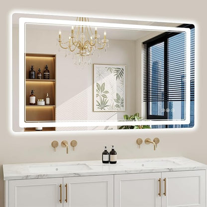 30"x55" LED Bathroom Mirror with Lights, Backlit + Front Lit, Anti-Fog, Lighted Bathroom Mirror for Wall, HD Shatterproof Tempered Glass, Dimmable, Memory Function (Horizontal/Vertical)