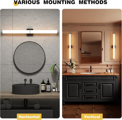 39 Inch 42W Led Bathroom Vanity Light,3000K-6000K Dimmable Vanity Lighting Fixtures with White Acrylic Lampshade,Indoor Hardwired Wall Light Over Mirror for Mirror Restroom(Black,1 Pack)