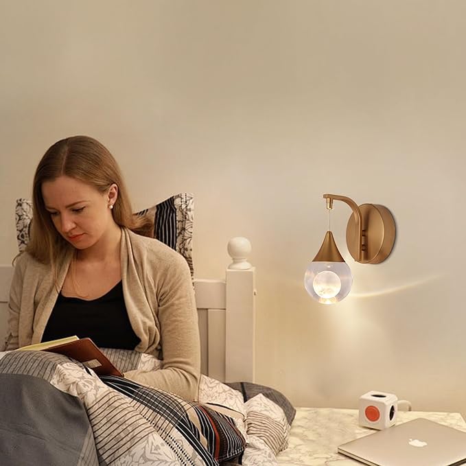 Modern Moon Wall Light, Globe Wall Sconce Light, Led Wall Lamp for Bedroom Living Room Hallway, 3300k Warm White | Dimmable | Matte Brass