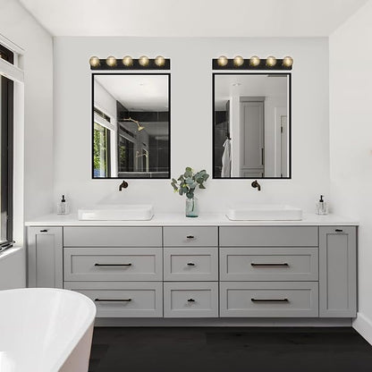 Design House Vanity Lights, 5 Linear Lights, Dimmable, Horizontal or Vertical Use, Uses (5) 60W Bulbs, for Bathroom/Makeup Vanity, Matte Black, 30.0 in. W x 2.0 in. H x 4.3 in. D, 588582-BLK